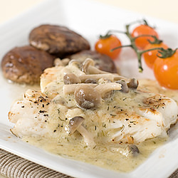 Cod Fish with Creamy Mushroom Sauce