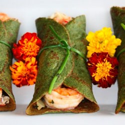 Spinach Crepes Filled with Seafood
