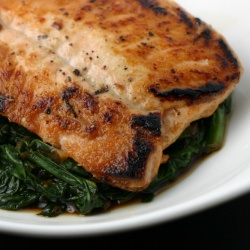 Pan-seared Salmon w/Ponzu Spinach