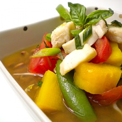 Summer Papaya and Halibut Soup
