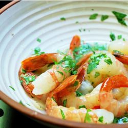 Grilled Peach Salsa with Spot Prawn