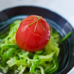 Poached Tomato with Zucchini Soba
