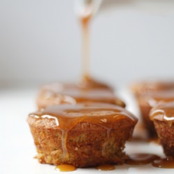 Banana Cakes with Hot Caramel Sauce