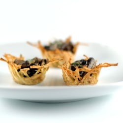 Shiitake Bites in Potato Nests