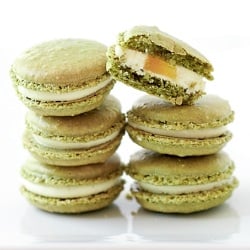 Matcha Peach Macarons
