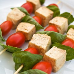 Mozzarella Basil and Tomato Skewers