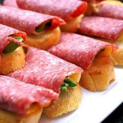 Salami, Cheese & Basil Rolls