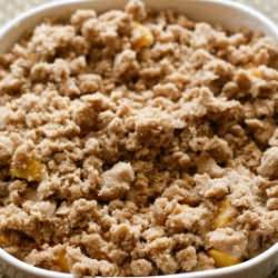 Peach Crisp with Maple Cream Sauce