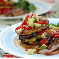 Corn and Courgette Fritter Stack