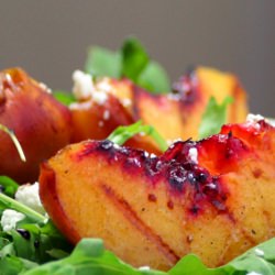 Grilled Peaches Over Arugula