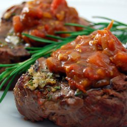 Rosemary Steaks with Tomato Jam