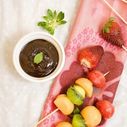 Fruit Skewer with Chocolate Sauce