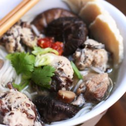 Bun Moc Pork Mushroom Noodle Soup