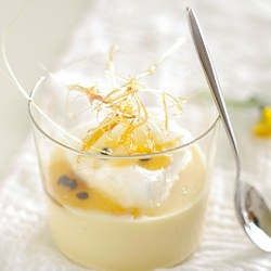 Snow Eggs w/ Vanilla and Passionfruit