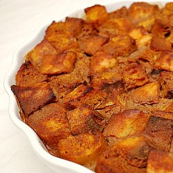Pumpkin Bread Pudding with Caramel