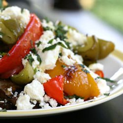 Eggplant and Peppers with Feta
