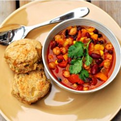 Veg Chili/Bleu Cheese Biscuits