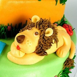 Fondant Lion on Birthday Cake