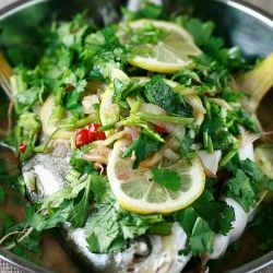 Steamed Lemon Corriander Pomfret