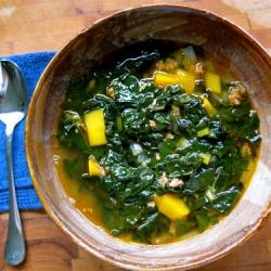 Spicy Kale, Chorizo and Squash Soup