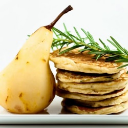 Rosemary Pancakes with Poached Pear