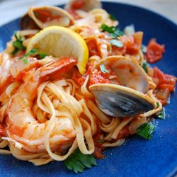 Diablo Pasta with Clams and Shrimp