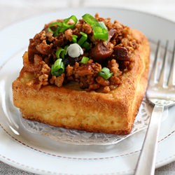 Pan-fried Tofu Topped w/ Minced Pork
