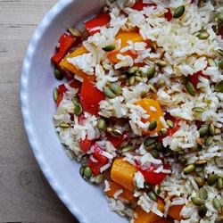 Squash & Red Pepper Pilaf