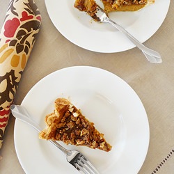 Pumpkin PIe with Caramel Pecan Topp