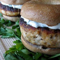 Salmon Sliders on Bagels