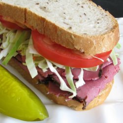 Pastrami, Tomato and Coleslaw on Rye