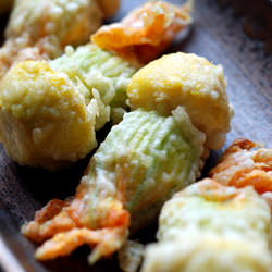 Stuffed Button Squash Flowers