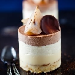 Honey, Pear & Chocolate Mousse Cakes
