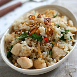 Fried Rice with Chicken and Ikan Bilis