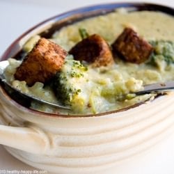 Broccoli Jack Soup with Croutons