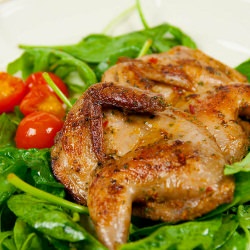 Baked Spicy Quail with Salad
