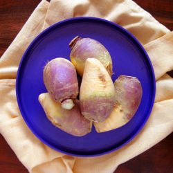 Baked Rutabaga w/Moroccan Onions