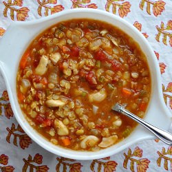 Spiced Red Lentil Soup with Cashews