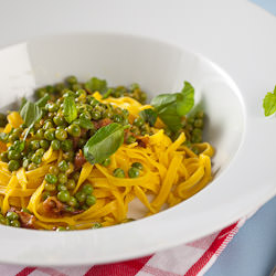 Tagliatelle with Bacon and Peas