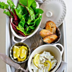 Beet Greens & Goat Cheese Crostini