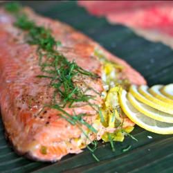 Leek-Stuffed Baked Salmon