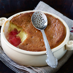 Rhubarb and Custard Pie Pudding