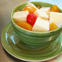 Almond Jelly with Fruit Cocktail