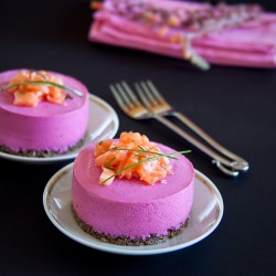 Beetroot Cheesecakes with Salmon
