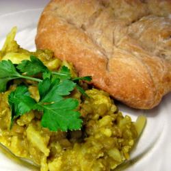 Cauliflower Lentil Dal with Naan