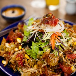 Salad with Deep Fried Flowers