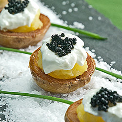 Potatoes with Sour Cream and Caviar