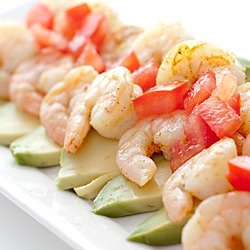 Adobo Shrimp, tomatoes and Avocado