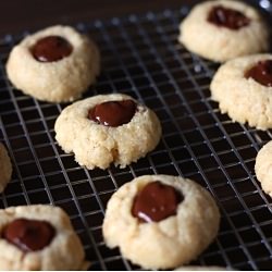 Chocolate Almond Thumbprint Cookies
