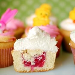 Raspberry Filled  Vanilla Cupcakes